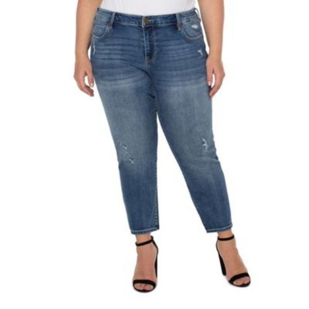 Liverpool Kenndy Crop Straight  Jeans with Destruction LM7195VH Size 22W NEW!